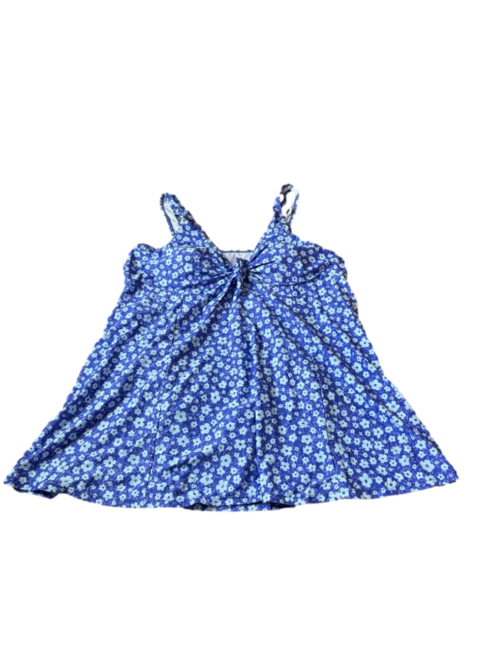 Meet.Curve Blue Floral Swim Dress Wireless One Piece Plus SIZE 4XL